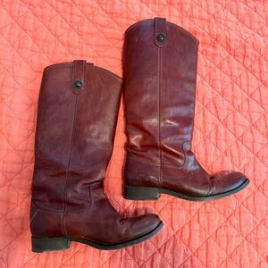 Frye Melissa Button Briwn Leather Knee-High Boots size 7